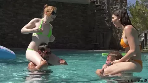 Gender X – Trans Pool Party #02 – Korra Del Rio, Khloe Kay, Aubrey Kate & Shiri Allwood