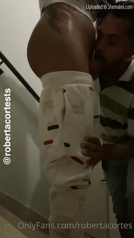 Roberta Cortes fucking her neighbor at the stairs