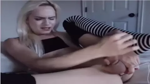 ts blonde femboi dildo cum