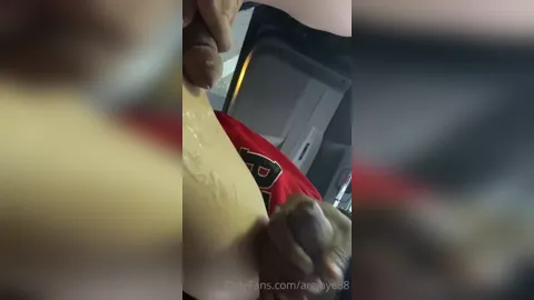 BBC Splatter Cum All Over Tranny Cock in the Car