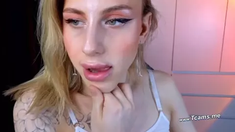 Blonde Femboy Jerks Off Her Cock And Stripteasing