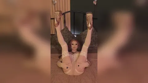 Redhaired Trans Slut Jerks off her Big Dick and Cums Profusely
